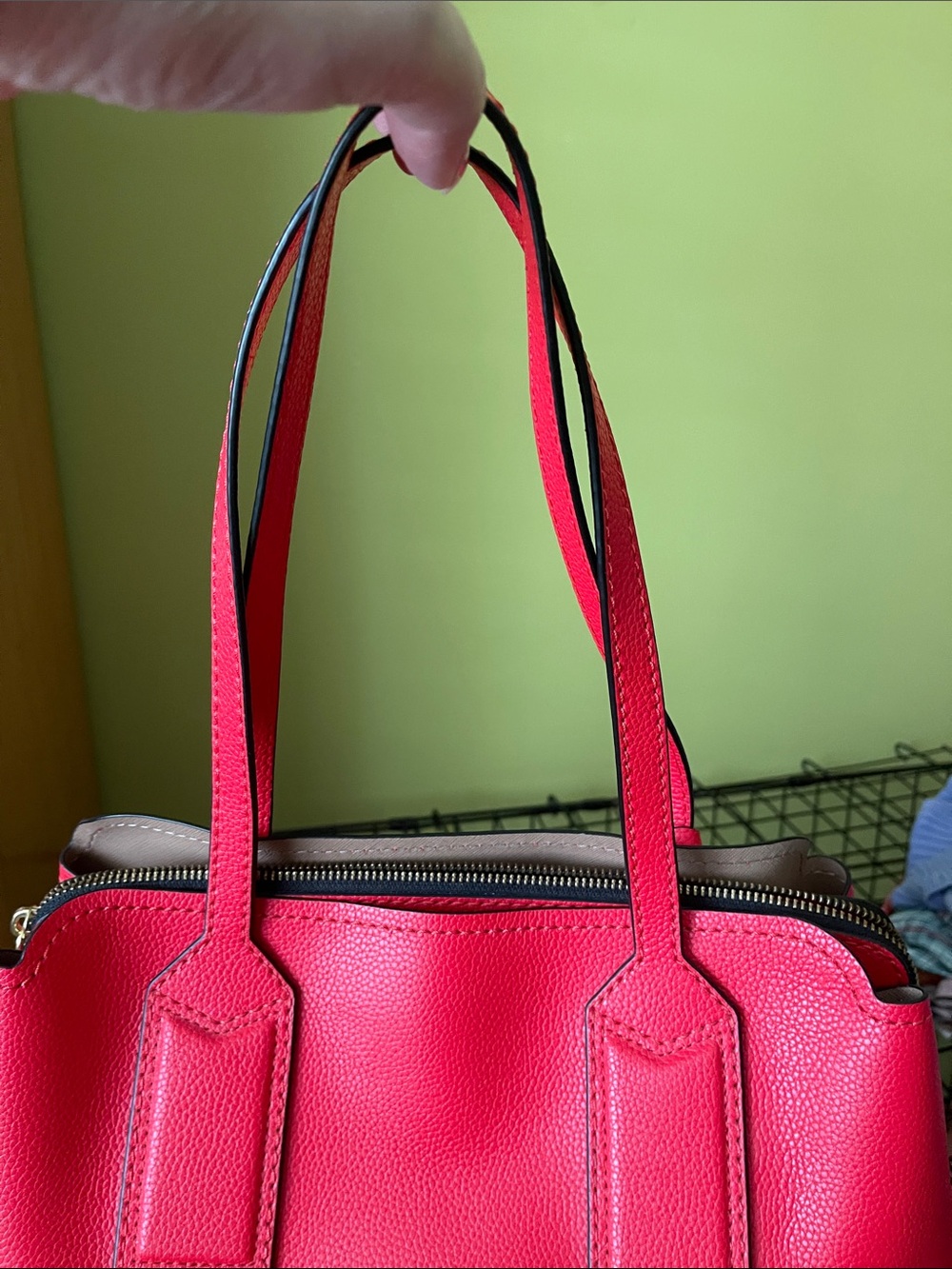 Marc Jacobs Bright Red Leather Satchel with Gold Accents - Picture 8 of 15